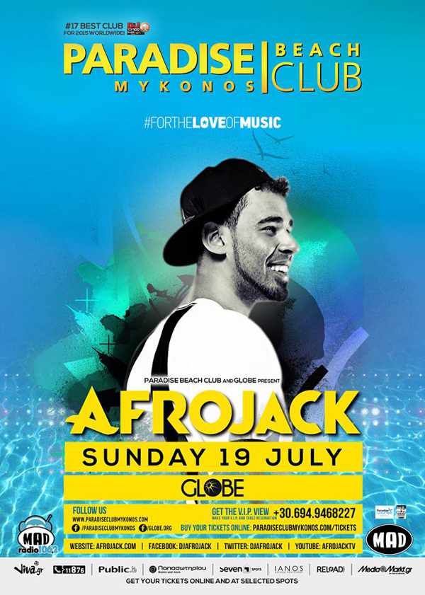 Afrojack headlines at Paradise Beach Club on Sunday July 19! Afrojack headlines at Paradise Beach Club on Sunday July 19!